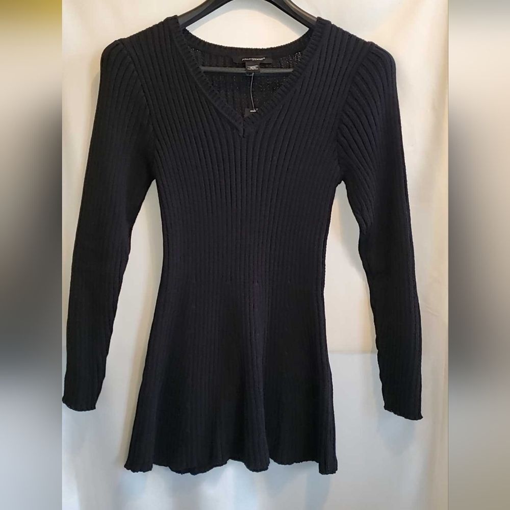 NWT Ashley Stewart Long Black Ribbed Sweater Size 10-12